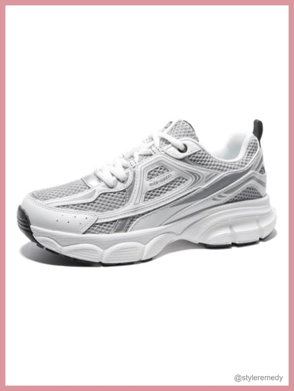 Women's Chunky Fashion Sneakers Breathable Mesh PU Lace-Up Athletic Gym Workout